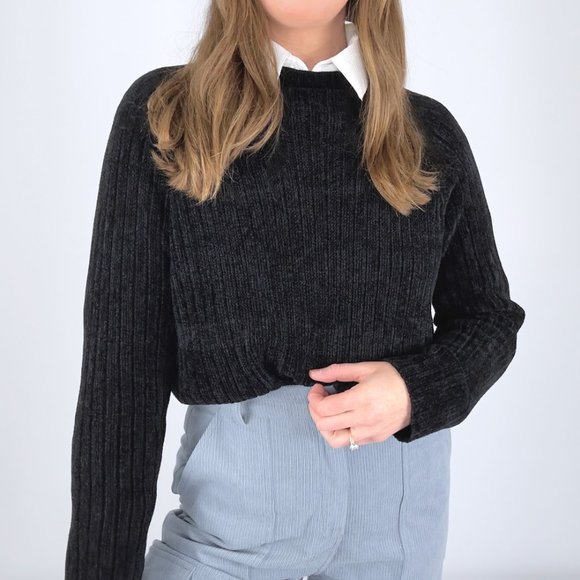 Vintage Essential Black Chenille Sweater - Picture 3 of 5